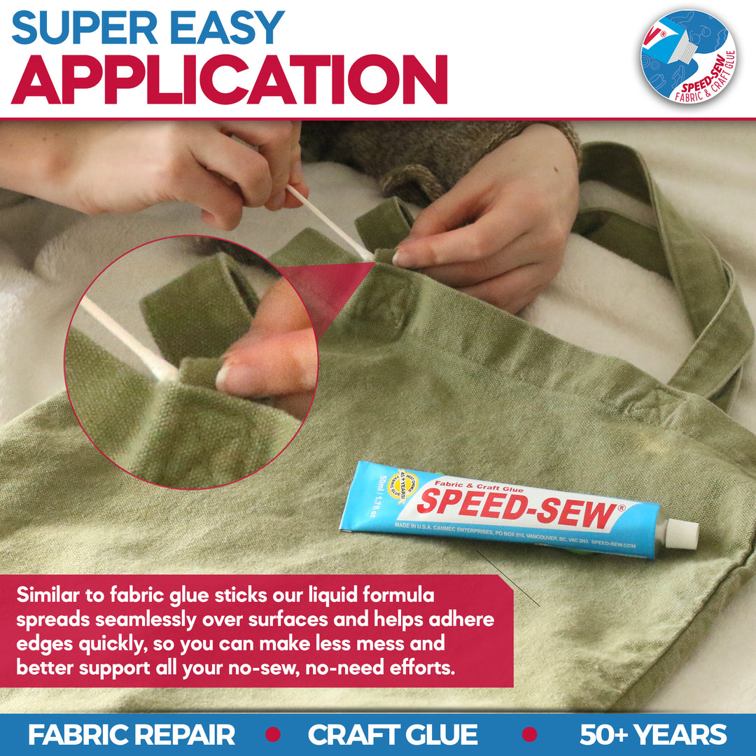  Speed-Sew No Sew Premium Fabric Glue Adhesive for Craft  Projects, DIY Clothing Repairs, Denim, Upholstery, Leather, Instant Mender  for Fraying Tears : Arts, Crafts & Sewing